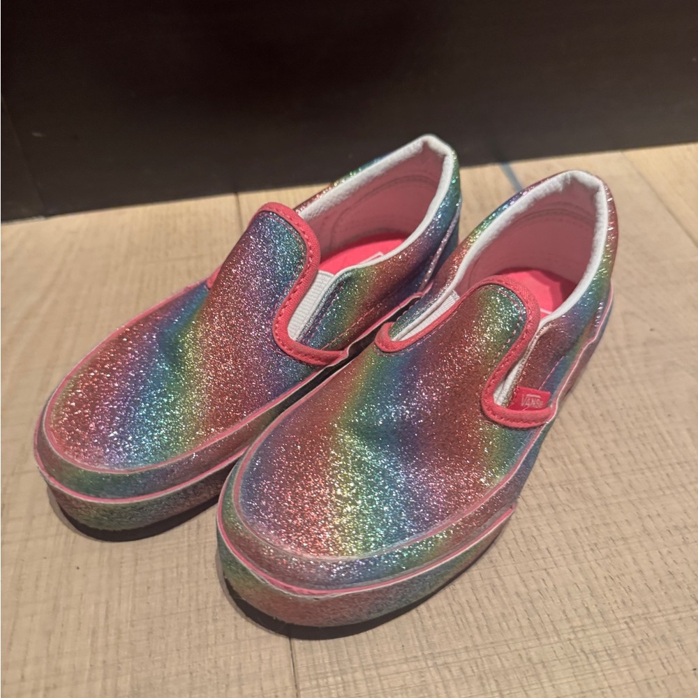 Vans Rainbow Glitter Kids Slip-On Sneakers